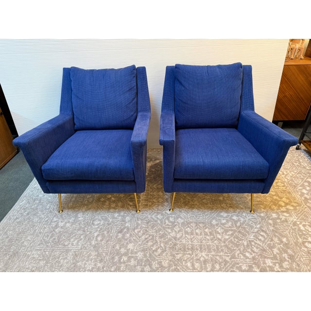 Blue West Elm Carlo Mid Century Arm Chair For Sale - Image 8 of 12
