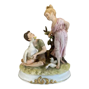 Late 20th Century Boy and Girl Porcelain Figurine