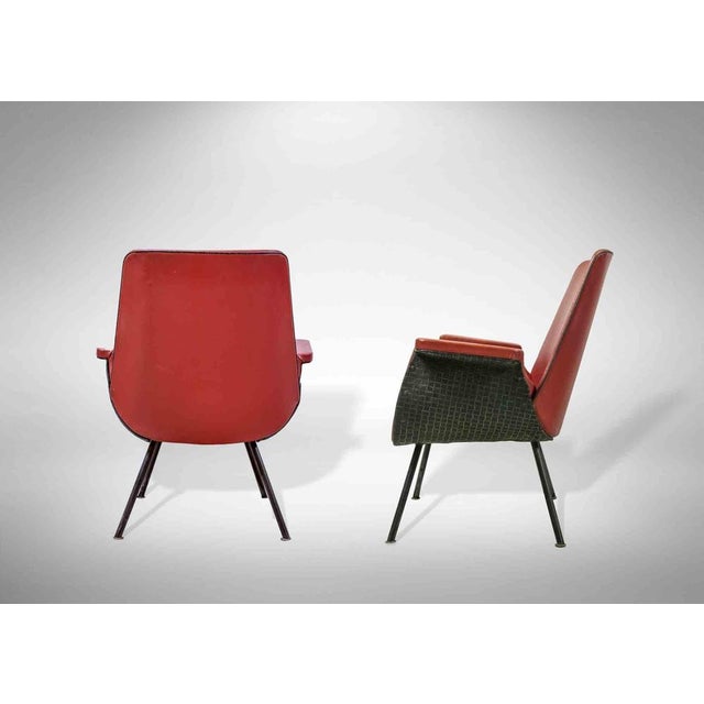 Gastone Rinaldi Set of Vintage Red Armchairs by Gastone Rinaldi, Mid-20th-Century For Sale - Image 4 of 5