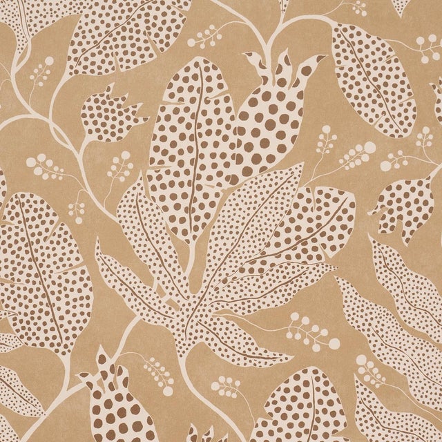 Contemporary Sample - Schumacher X Marian McEvoy Polka Dot Jungle Wallcovering In Caramel For Sale - Image 3 of 5