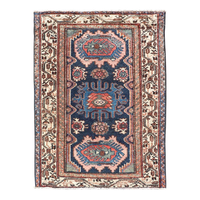 Antique Persian Hamadan Rug With Medallion Design in Multicolor 2'6 X 3'6 For Sale
