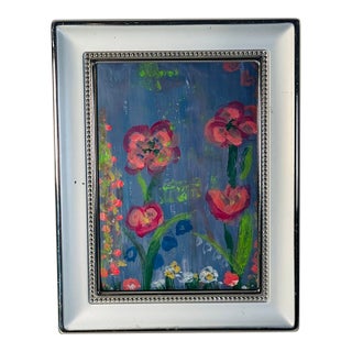 Abstract Mini Painting Midnight Garden by Elia Framed For Sale