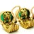 1980s GWK 18k Gold Chrysoprase Intaglio Diamond Earrings, Pair For Sale - Image 11 of 12