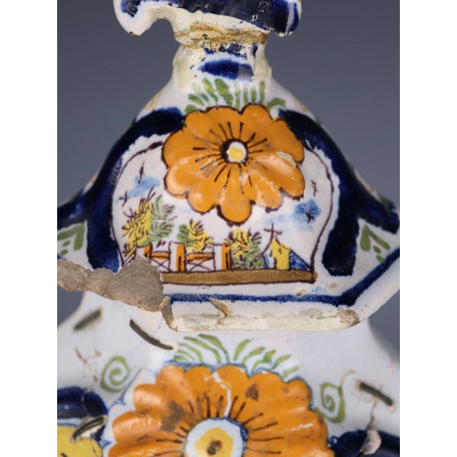 18th Century Dutch Delft Polychrome Covered Pot with Bird Finial, 1760 For Sale - Image 3 of 18