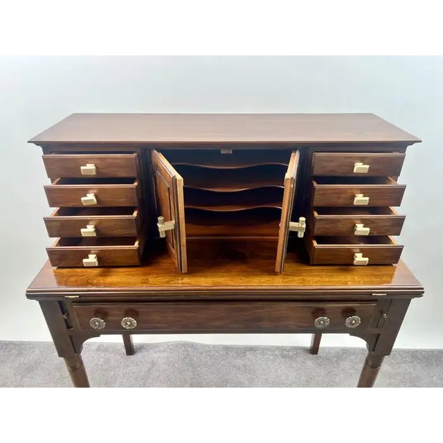 Queen Anne Queen Anne Style Pennsylvania House Secretary Writing Desk in Cherry Wood For Sale - Image 4 of 16
