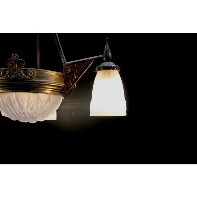 Art Deco Glass Chandelier from Val Saint Lambert, Belgium, 1920s For Sale - Image 4 of 13