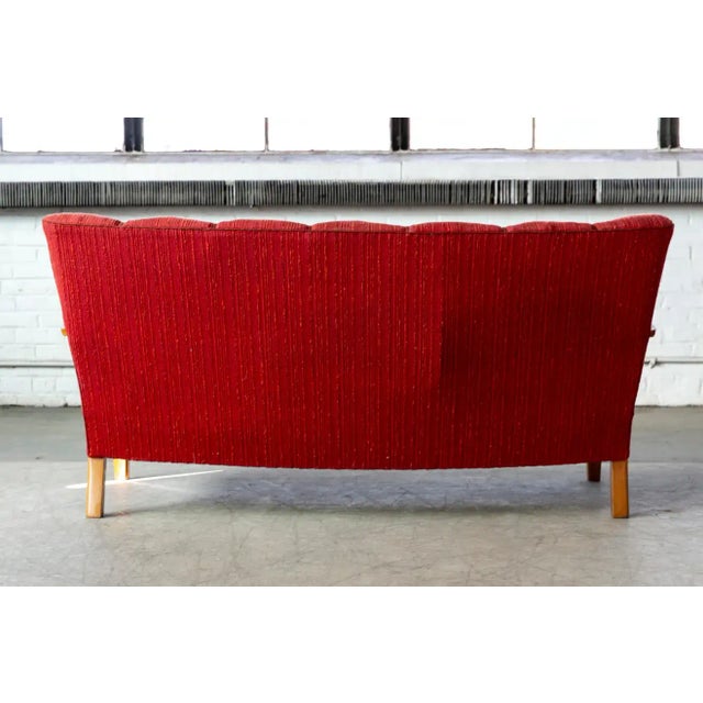 Danish Loveseat or Small Sofa With Open Elmwood Armrests, 1940's For Sale - Image 11 of 12