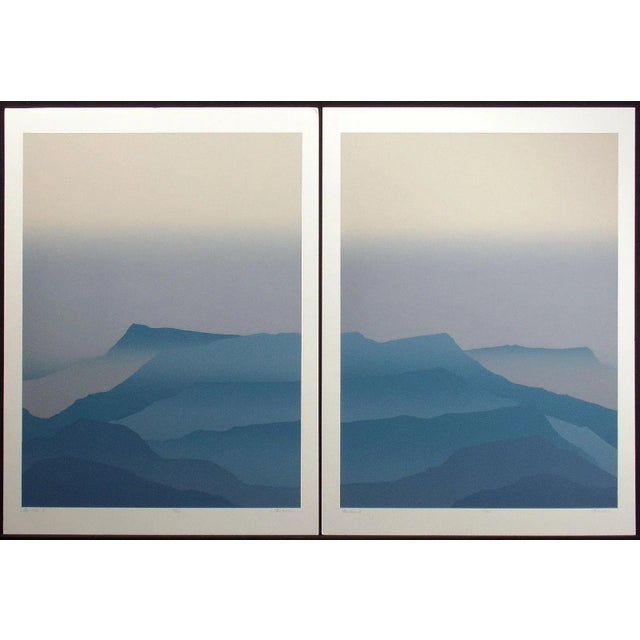 "Blue Mesa I, II" Unframed diptych of 2 limited edition serigraph art prints by Jim Boutwell. Each hand signed by the...
