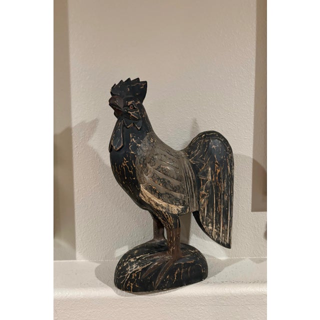Coffee 1980s Hand-Carved Wood Rooster Sculpture From Jamaica, 18” For Sale - Image 8 of 9