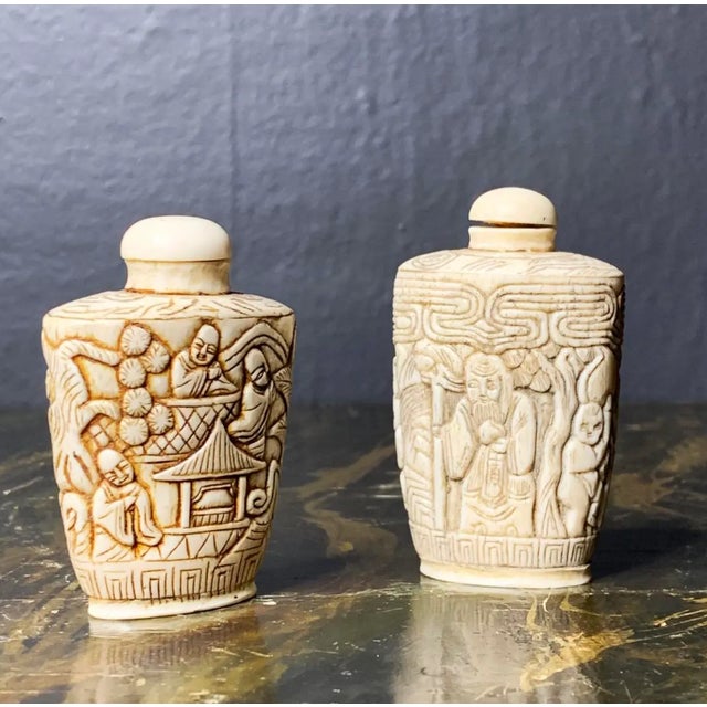 Vintage Hand Carved Chinese Hand Carved Sniffers - A Pair For Sale In Palm Springs - Image 6 of 7