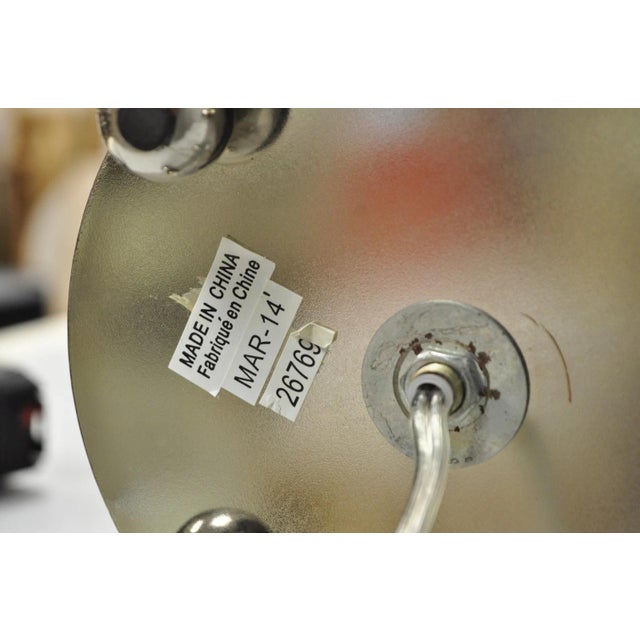 Contemporary Modern Gray Porcelain Leaf Leaves Chrome Table Lamps - A Pair For Sale - Image 15 of 17