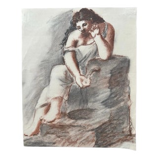 After Pablo Picasso, Woman at the Fountain, 1921, Chalk on Paper For Sale