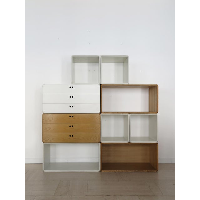 Mid-Century Modern Two-Tone Samara Modular Bookcase by Derk Jan De Vries for Maisa, Italy, 1970s, Set of 8 For Sale - Image 3 of 18
