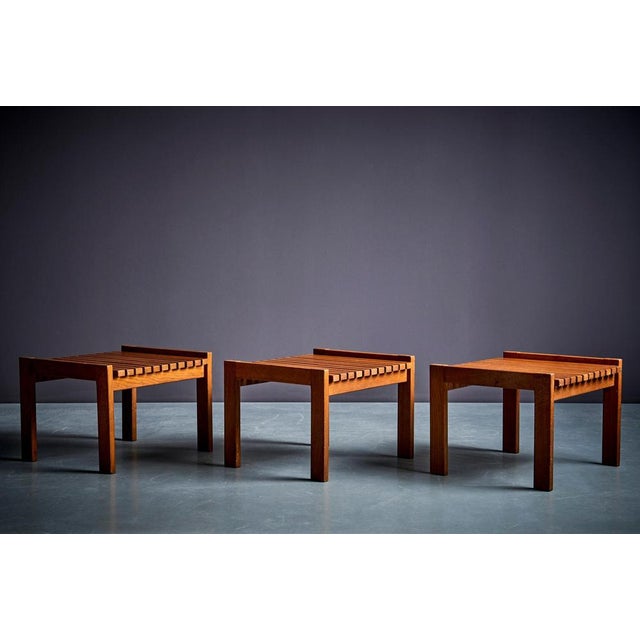 Oak Stools attributed to Genevieve Dangles, France, 1950s, Set of 3 For Sale - Image 10 of 13