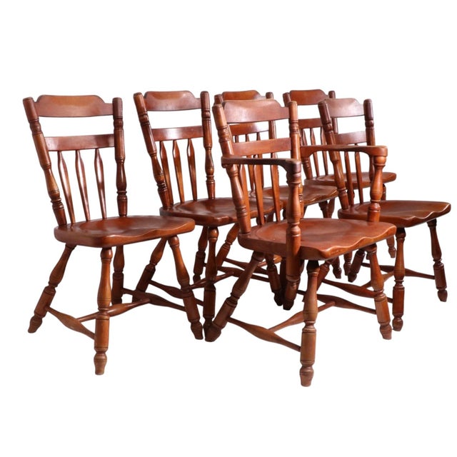 Amber Mid 20th Century Set of Six Cushman Colonial Creations Maple Dining Chairs For Sale - Image 8 of 12
