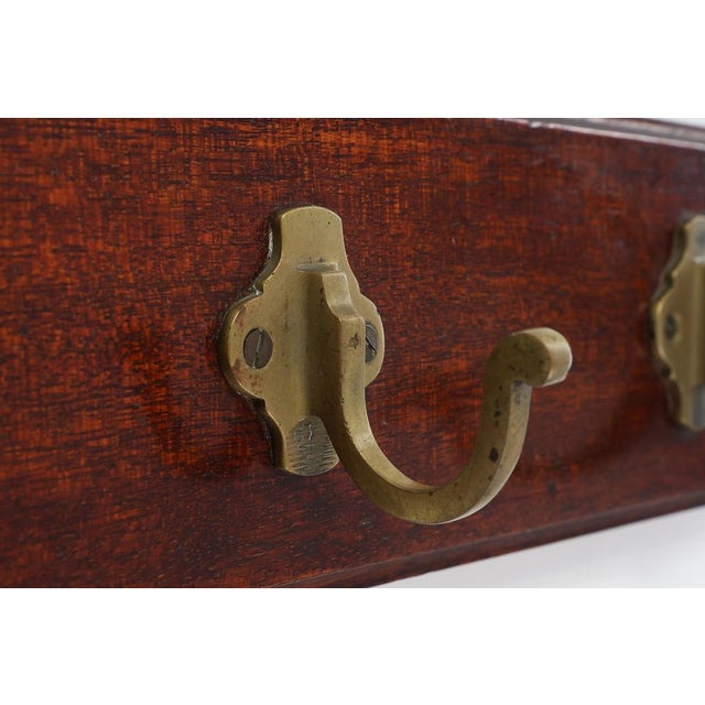 Brown Art Nouveau Coat Rack in Brass and Oak, France, 1900s For Sale - Image 8 of 10