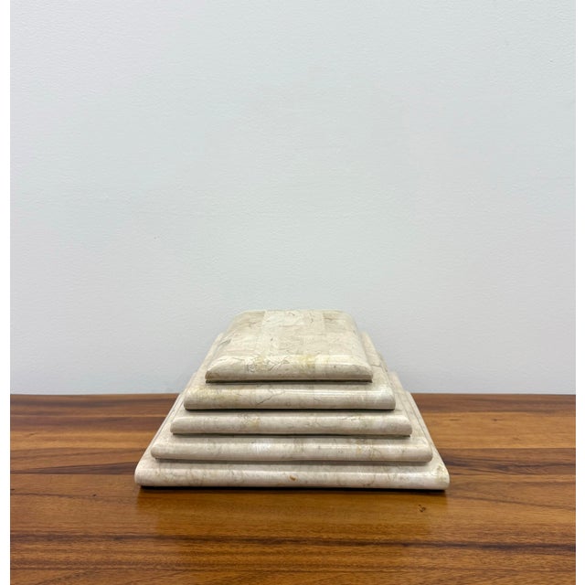 Ivory Vintage Tessellated Stone Stepped Lidded Box For Sale - Image 8 of 9