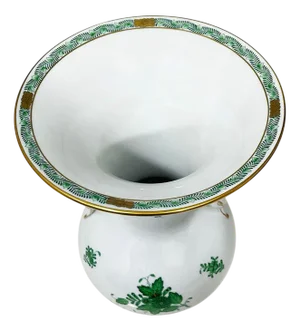 Apponyi Green Vase with Pheasant Heads from Herend Hungary Porcelain, 1960s