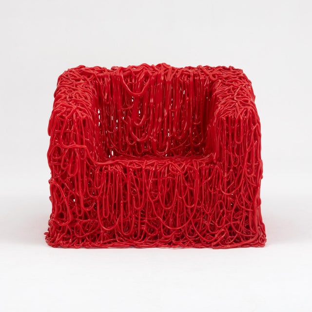 The Senzafine armchair and matching pouf by Gaetano Pesce is a vivid example of the designer’s experimental approach to...