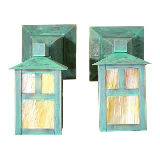 Vintage Style Arts & Crafts Mission Wall Lanterns / Sconces - a Pair For Sale