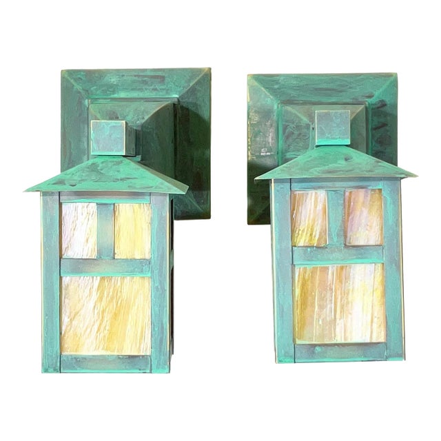 Vintage Style Arts & Crafts Mission Wall Lanterns / Sconces - a Pair For Sale
