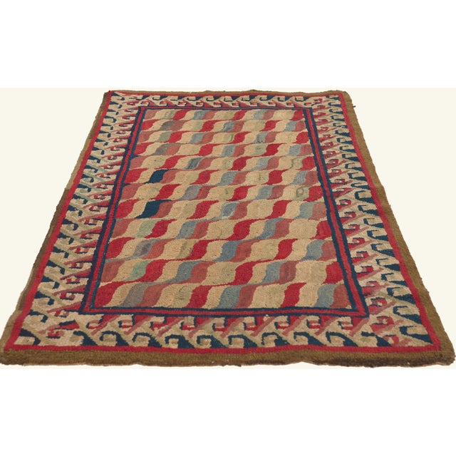 Abstract Late 19th Century American Hooked Rug, 02'07 X 04'03 For Sale - Image 3 of 10