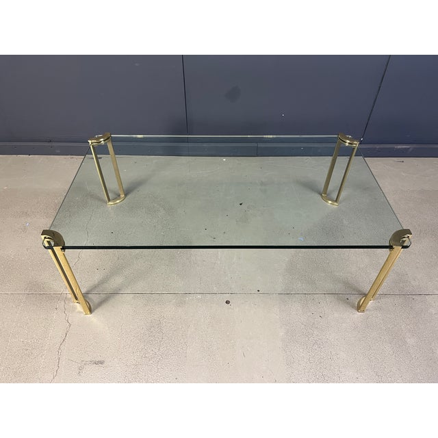 Brass and Glass Coffee Table in the style of Peter Ghyczy, 1970s For Sale - Image 11 of 13