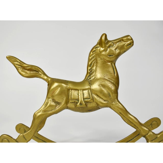 Mid 20th Century Vintage Solid Brass Rocking Horse Figurine For Sale - Image 5 of 7