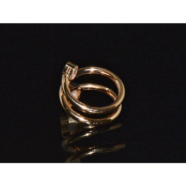 Gold Authentic Chopard Happy Hearts Double Wrap Twist Ring in 18k Rose Gold With Mother of Pearl & Floating Diamond, Size 6.5 For Sale - Image 8 of 16