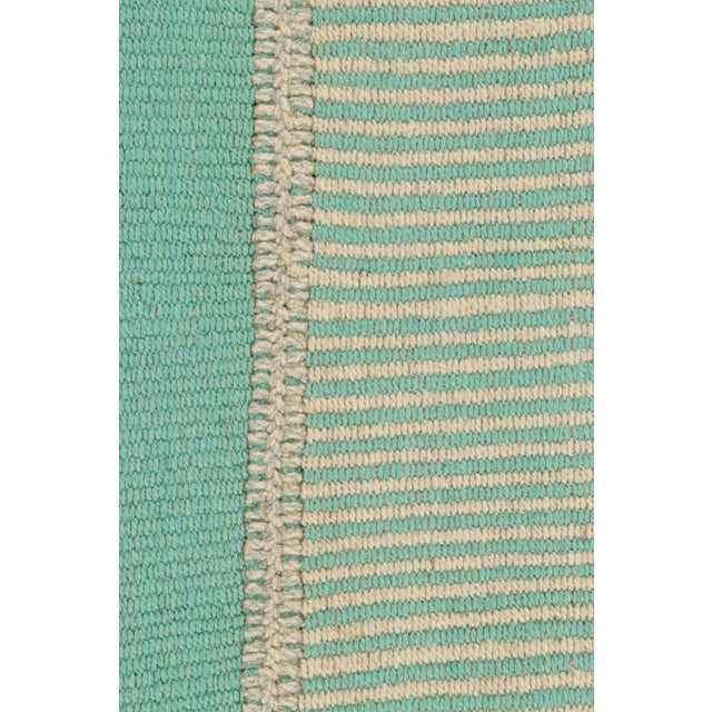 Contemporary Rug & Kilim’s Contemporary Kilim in Blue and Beige Geometric Stripes For Sale - Image 3 of 8