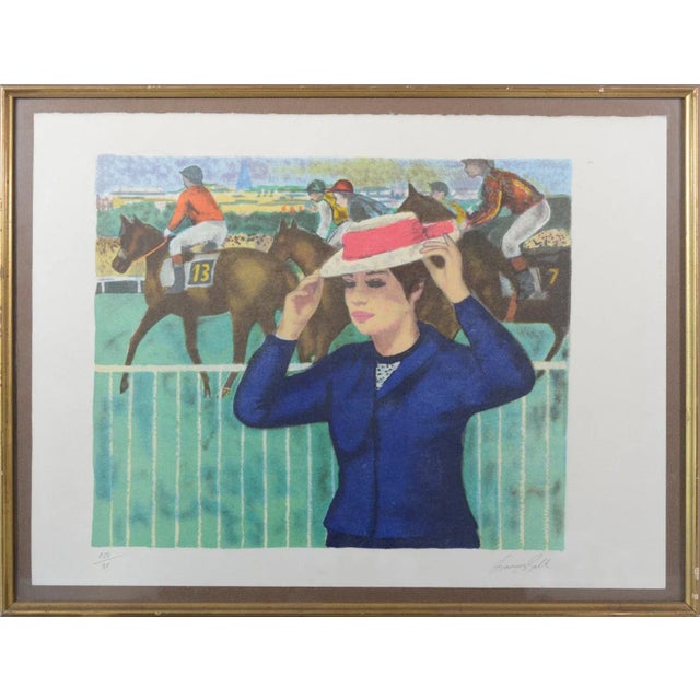 Francois Gall, Horse Races at Auteuil: Lady with Hat, 1950s, Lithograph For Sale - Image 8 of 8