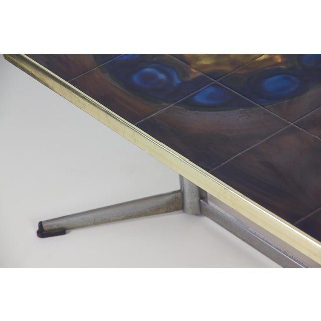 Coffee Table in Chromed Metal and Ceramic by Juliette Belarti, 1970s For Sale - Image 5 of 12