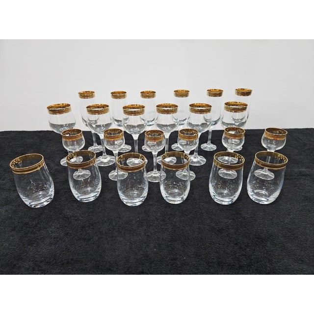 Vintage Gold Crystal Glasses, Set of 24 For Sale - Image 13 of 13
