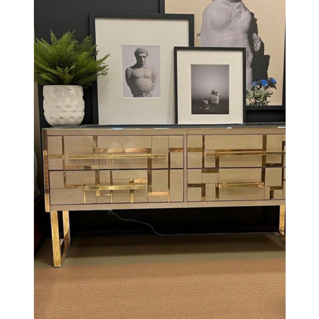 Sideboard in Gold and Brass Glass from Justfurnituress SRL For Sale - Image 16 of 18