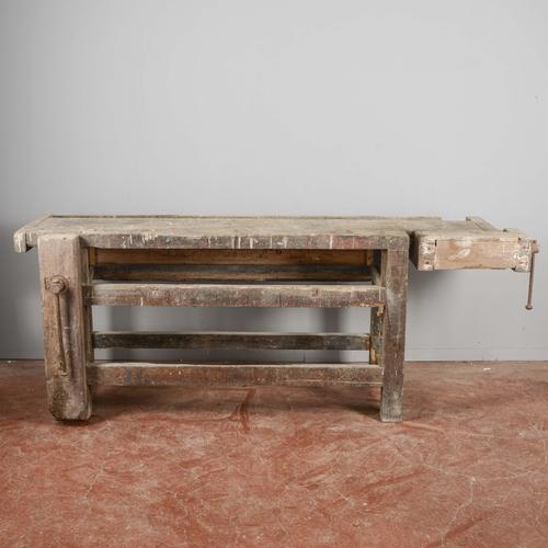 Industrial Carpenter's Table with Double Vice For Sale - Image 9 of 9
