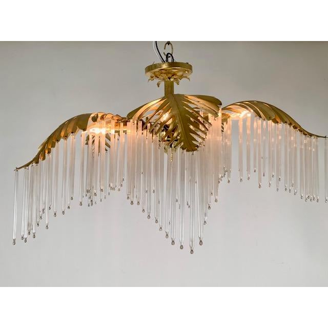 Metal 1990s Five Arm/ Branch Palm Tree Chandelier For Sale - Image 7 of 14