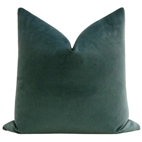 Pair of beautiful custom-made 100% cotton velvet pillows in a Aegean. Meticulously handcrafted with serged interior seams,...