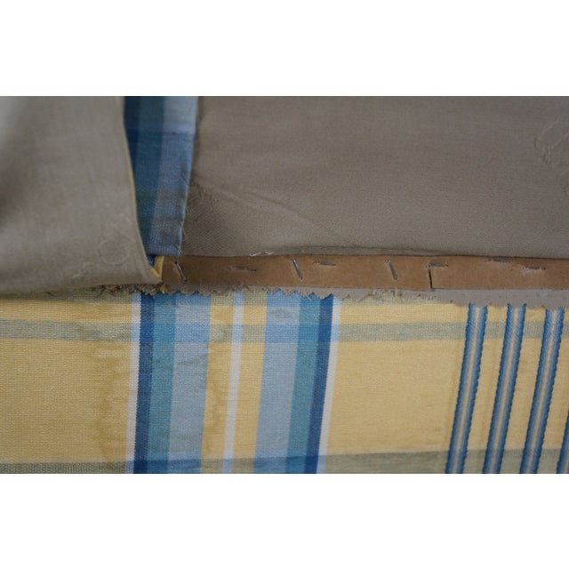 Vintage Swaim Yellow & Blue Plaid Down Filled Library Club Skirted Arm Chair For Sale - Image 16 of 18