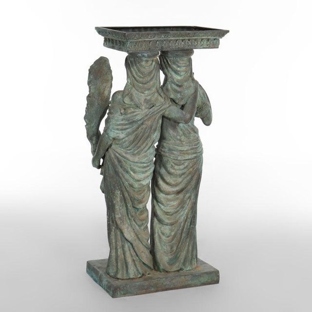 Antique Grecian Figural Bronze Garden Planter 19th Century For Sale - Image 12 of 13
