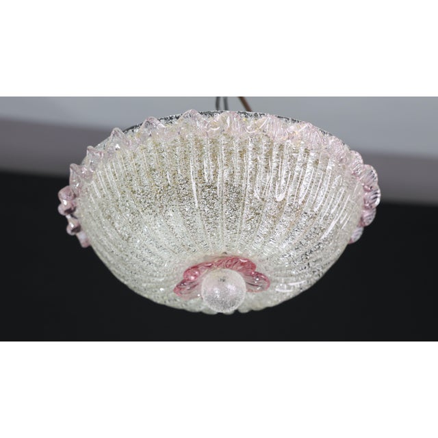 Glass 1970s Elegant Italian Pink and Murano Glass Ceiling Flower For Sale - Image 7 of 11