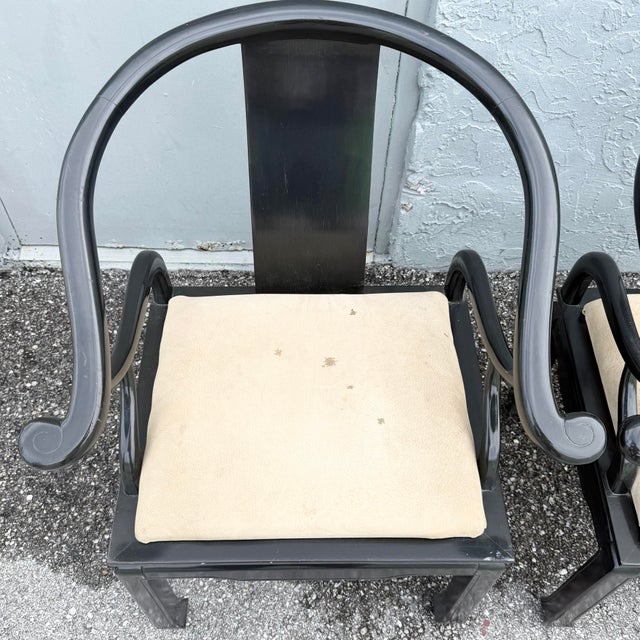 Black Jame Mont Style Horseshoe Chairs - A Pair For Sale - Image 8 of 10