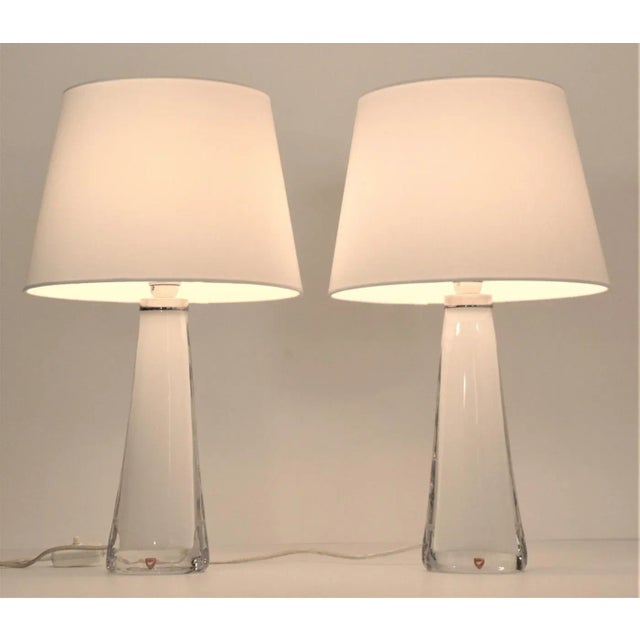 Orrefors White Doublecoated Glass Table Lamps by Carl Fagerlund for Orrefors, 1950s, Set of 2 For Sale - Image 4 of 11