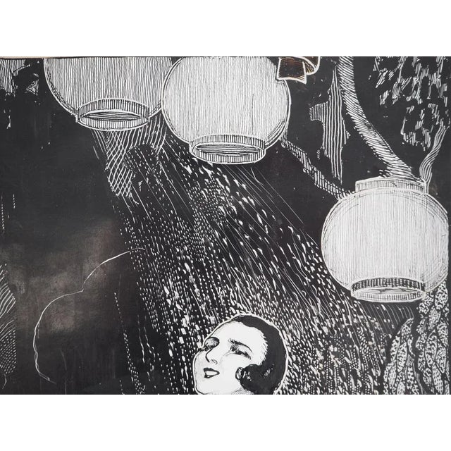 Simon Monnatte, Pierrot and Dancer in a Japanese Setting, 1923, Original Drawing For Sale - Image 8 of 10