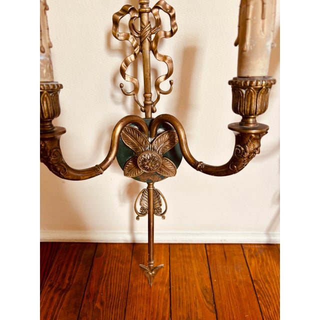 1950s 1950s French Empire Style Two-Arm Wall Sconce, Pair For Sale - Image 5 of 6