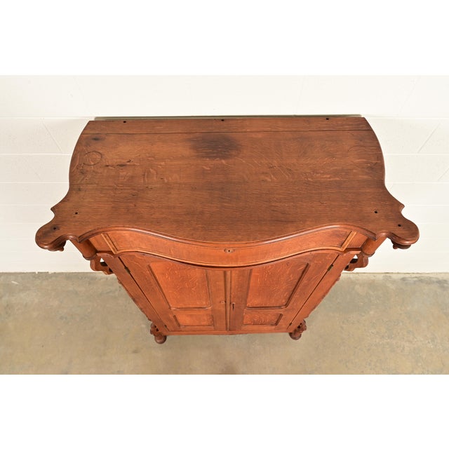 Antique Victorian Carved Oak Wardrobe or Armoire Dresser, Circa 1890s For Sale - Image 14 of 17