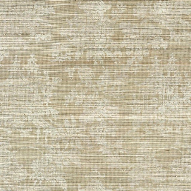 Schumacher Brighton Sisal Wallpaper in Fog For Sale