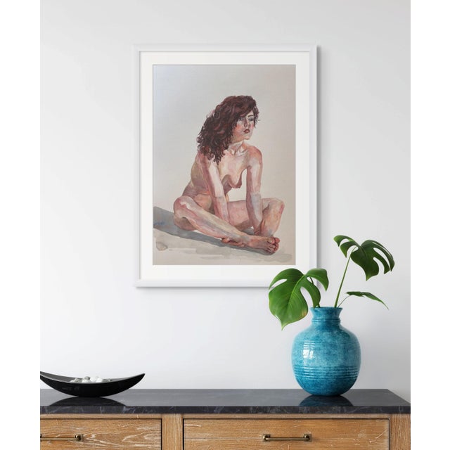 Tan Eternal Spring Original Impressionistic Nude Figure Watercolor on Paper Painting Art by Anna Novick For Sale - Image 8 of 9