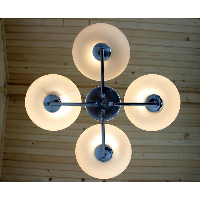 Art Deco Chrome Chandelier from ESC Zukov, Czechoslovakia, 1930s For Sale - Image 16 of 18