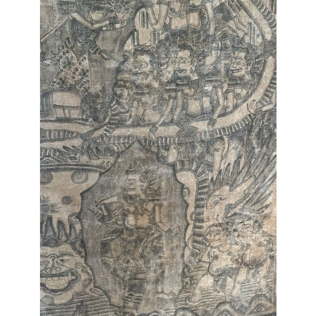 1920s Bali Hindu Textile Framed 'Kamasan' Painting, Indonesia C. 1920 For Sale - Image 5 of 18