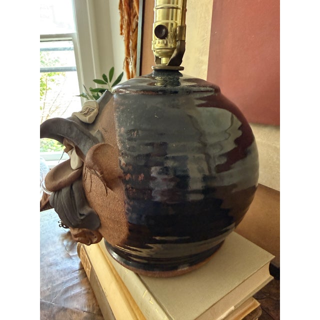Vintage Mahon Made Stoneware Studio Pottery Cowboy Table Lamp For Sale - Image 10 of 11